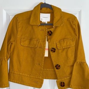 Yellow/ orange cropped denim jacket